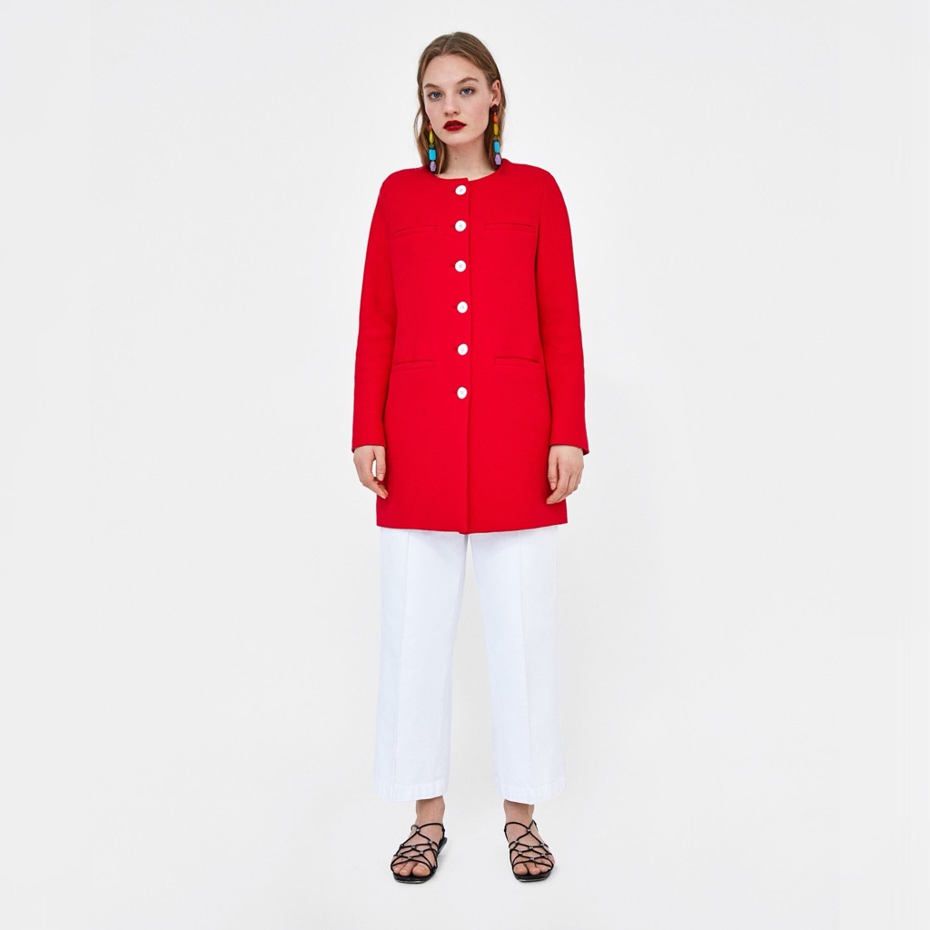 Zara Red Button Down Jacket